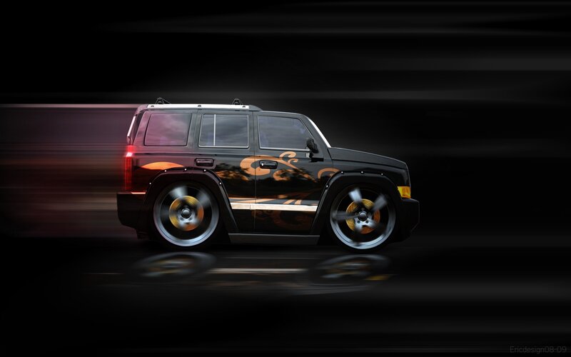 black suv in motion