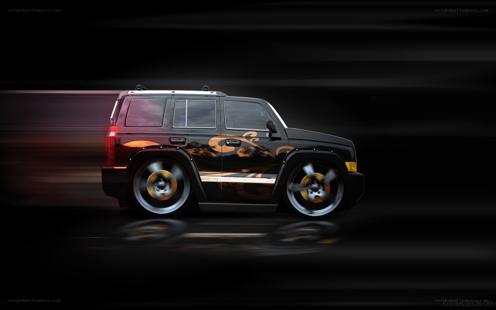 black suv in motion