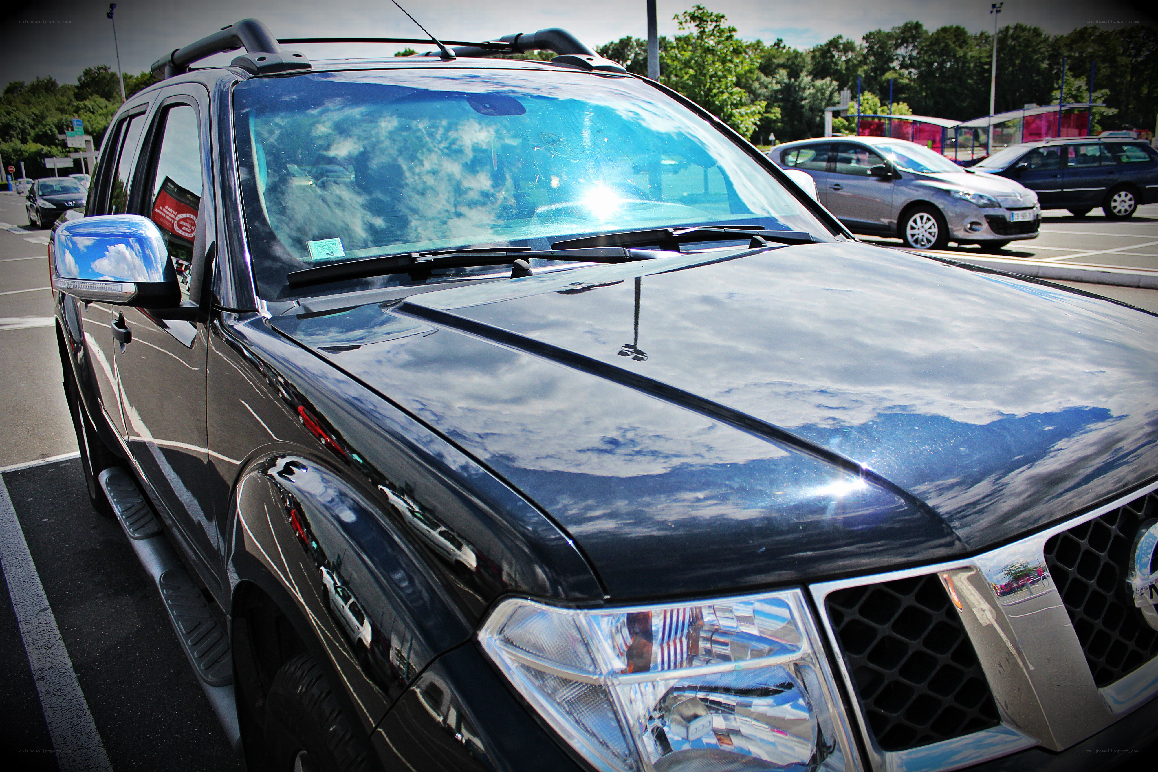 Black SUV in parking lot