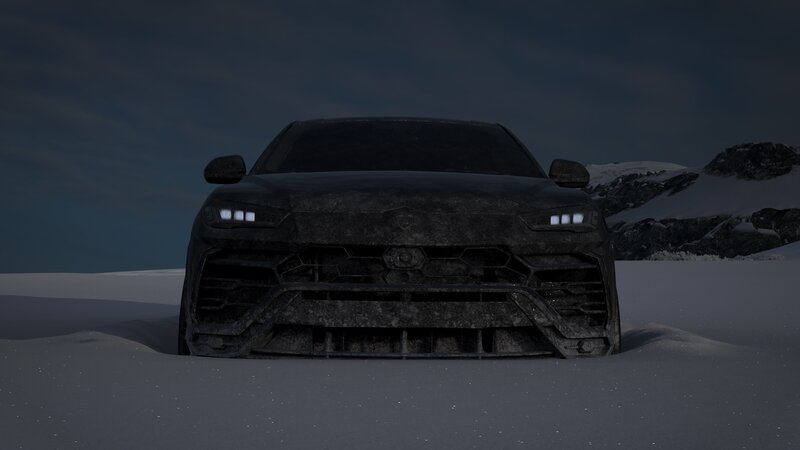 Black Suv in Snow — Dramatic