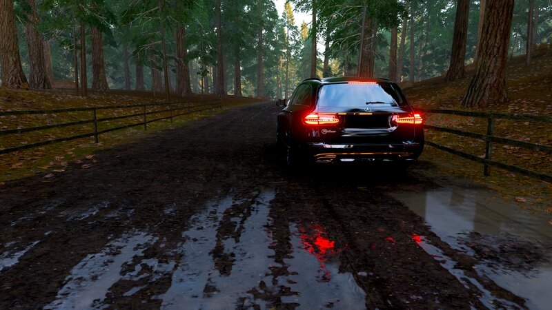 Black SUV on Dirt Road — Serene