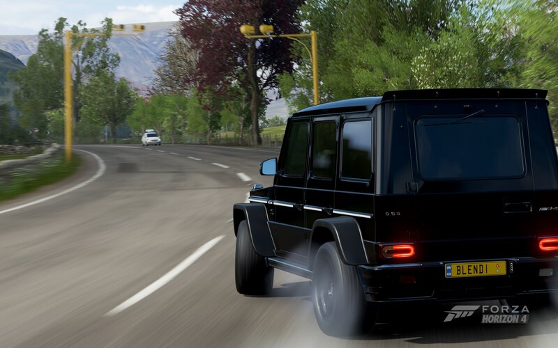 Black SUV on Road — Dynamic, Afternoon, 3d Render
