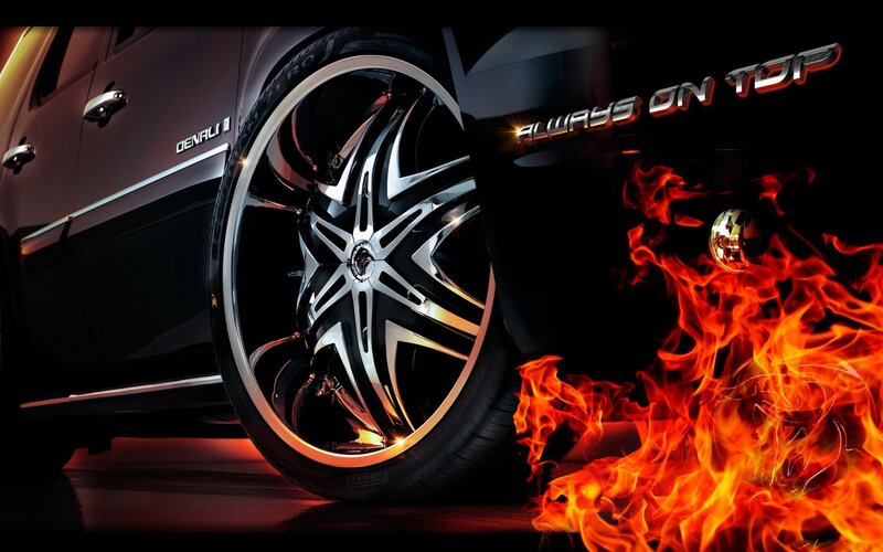 Black SUV with Flames
