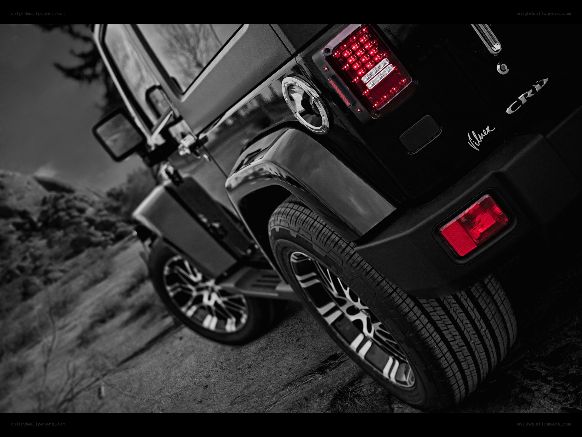 Black SUV with red taillights