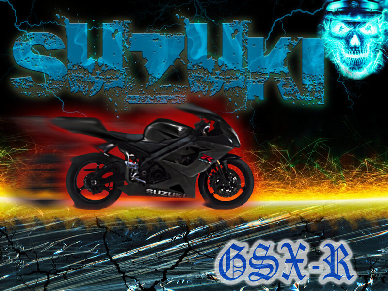 Black Suzuki GSX-R Motorcycle — Blue