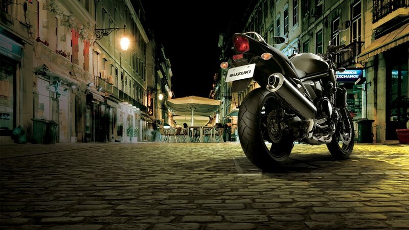 Black Suzuki Motorcycle — Dramatic, Night, Photograph