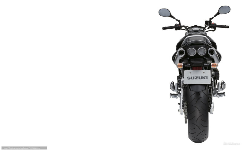 Black Suzuki Motorcycle — Neutral, Photograph, Rear View, Exhaust Pipes