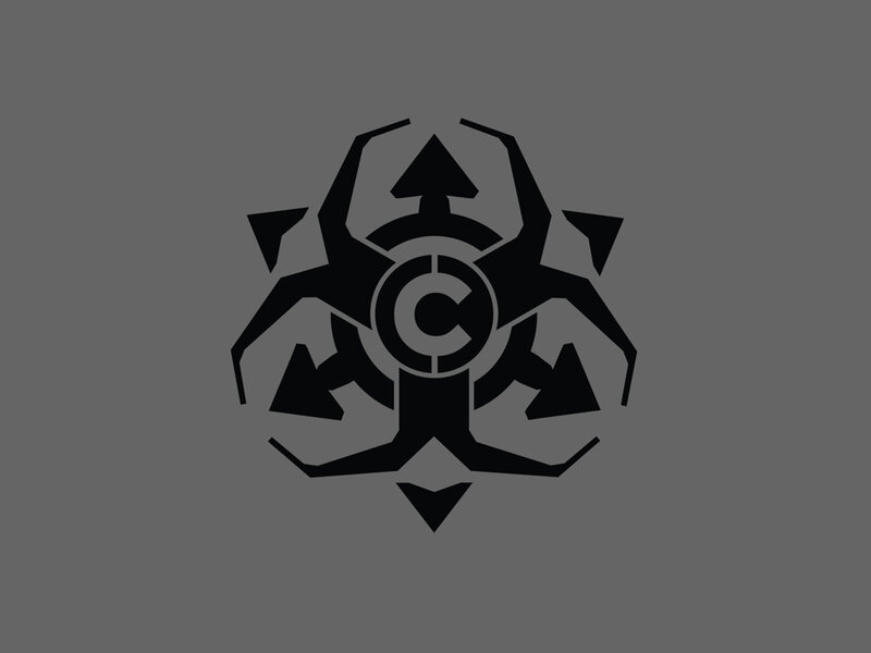 black symbol on gray background