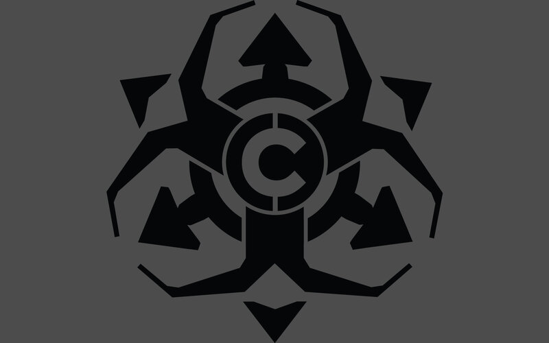 black symbol on gray background