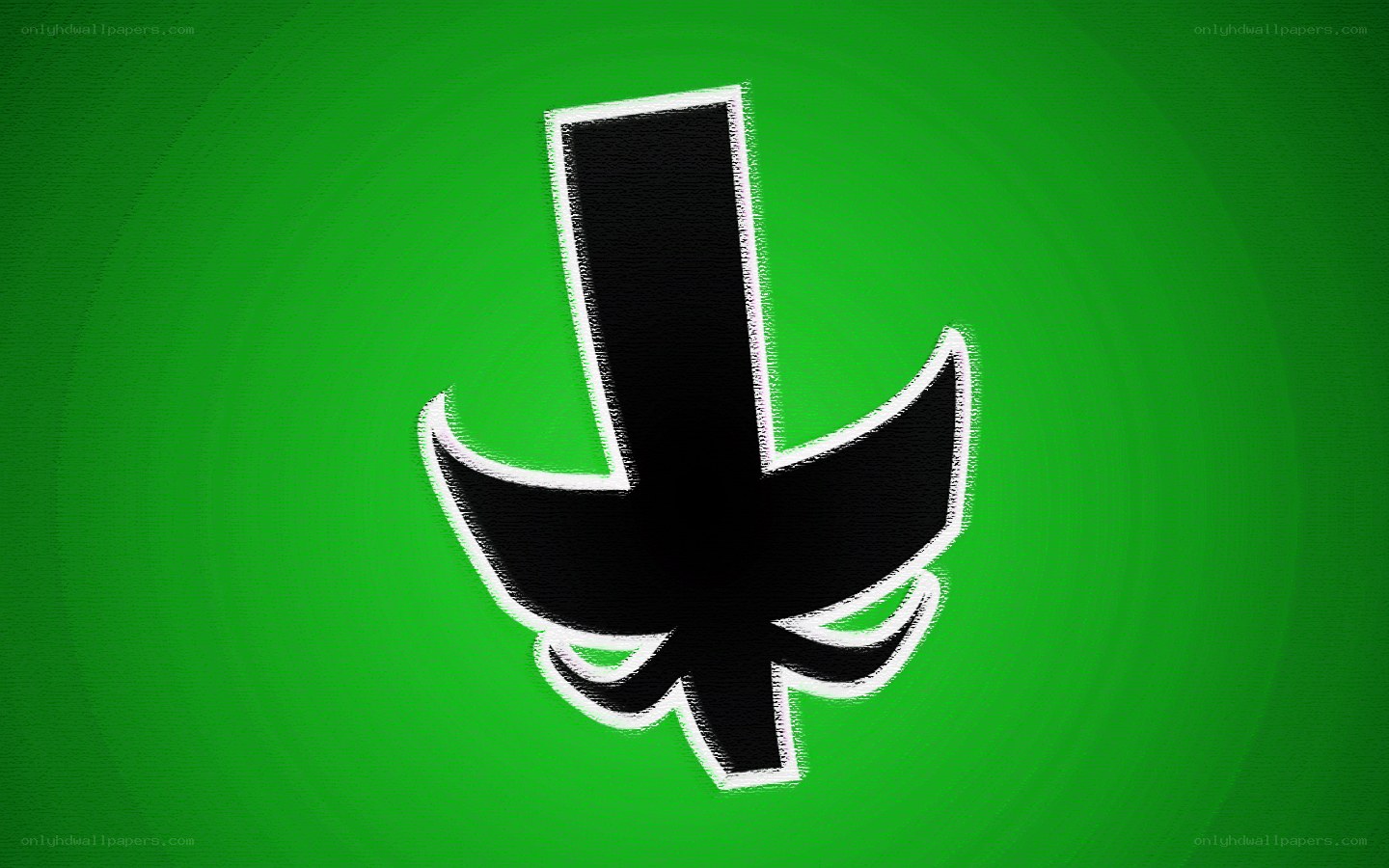 black symbol on green background