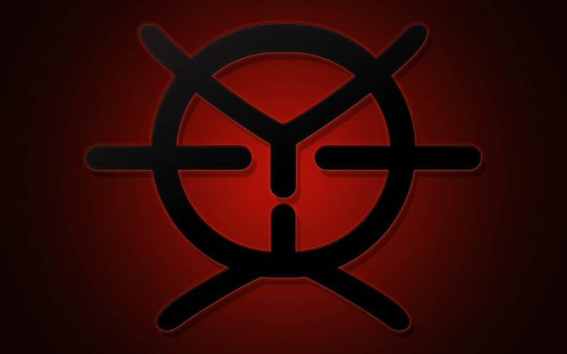 Black Symbol on Red Background — Dramatic