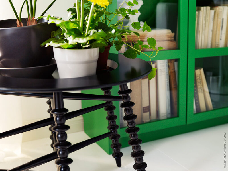 Black Table with Plants