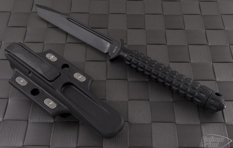 Black Tactical Knife — Neutral, Photograph, Sheath, Textured Handle