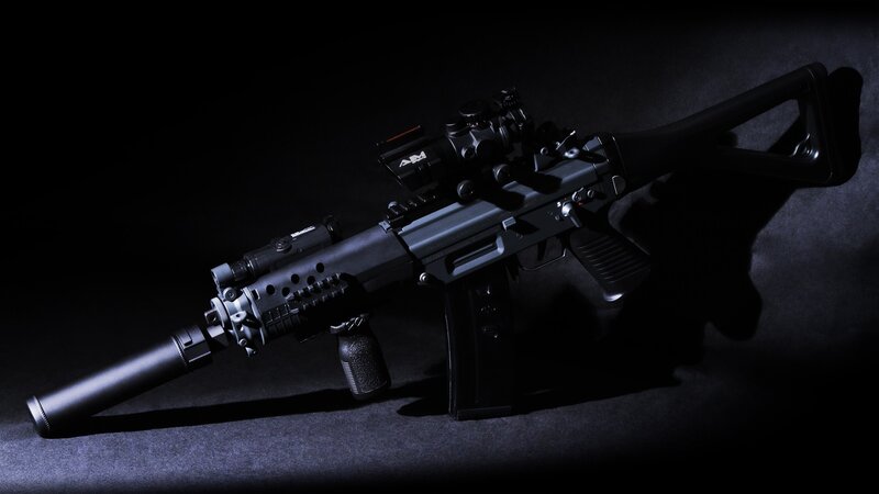 Black Tactical Rifle — Dramatic