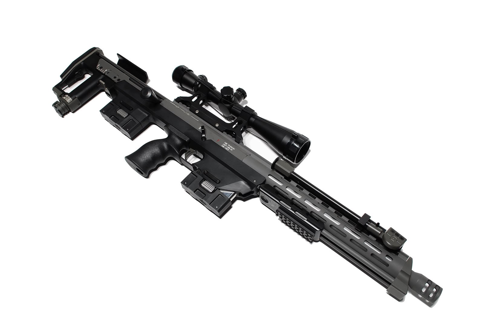 black tactical rifle with scope
