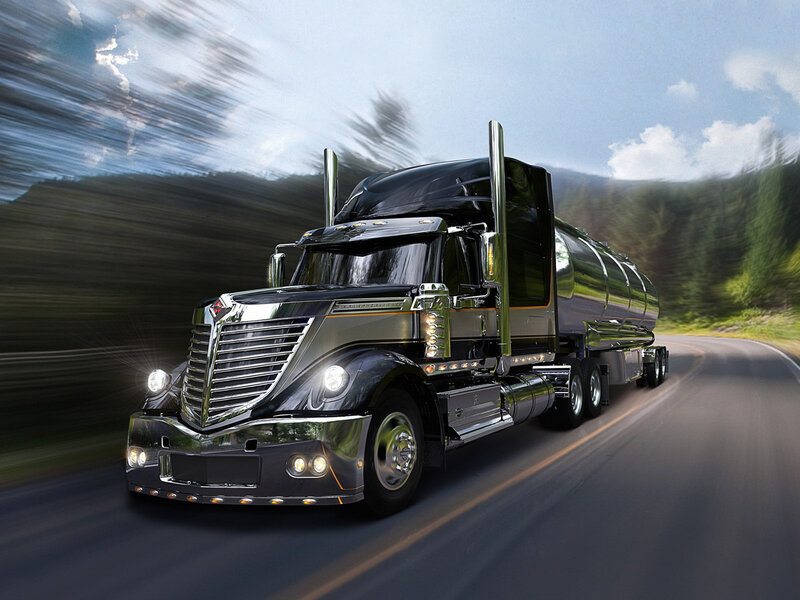 Black Tanker Truck — Dynamic, Afternoon, Photograph, Road, Trees