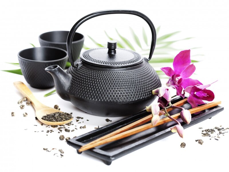 Black Teapot with Cups
