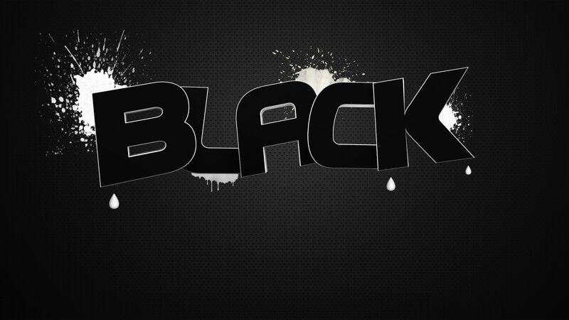 black text with paint splatter