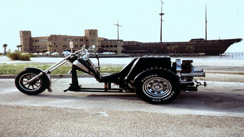 Black Three-wheeled Motorcycle — Calm, Afternoon, Photograph
