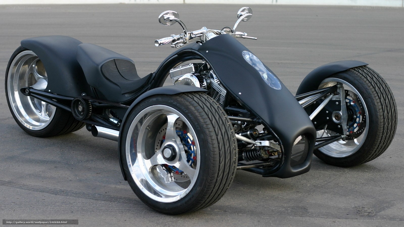 black three-wheeled motorcycle
