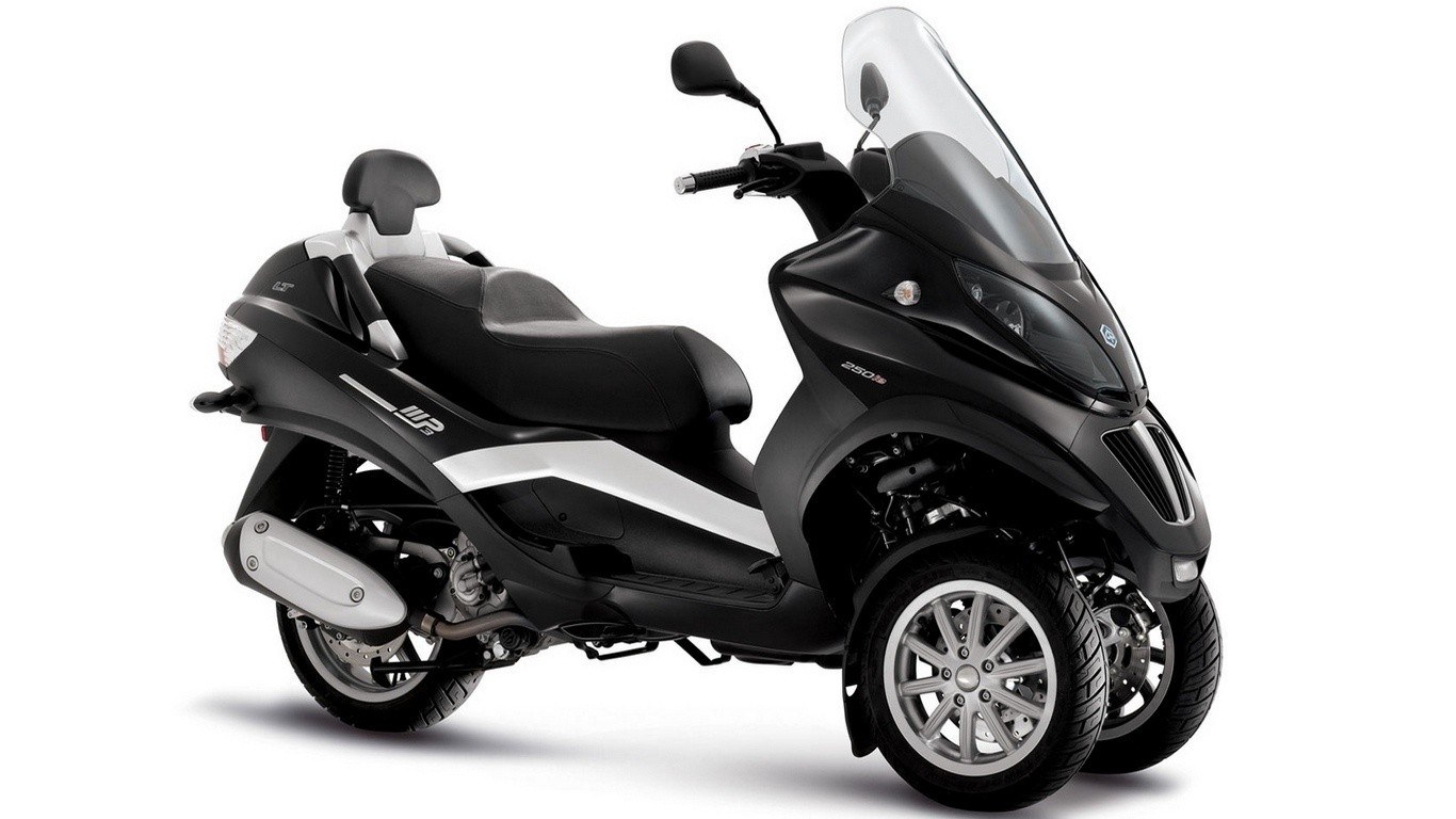 black three-wheeled scooter