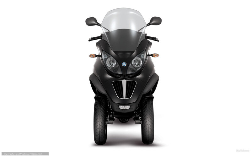 Black Three-wheeled Scooter — Neutral, Photograph, Windshield, Headlights