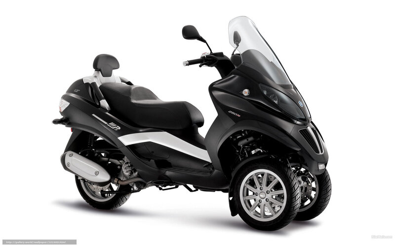 Black Three-wheeled Scooter — Neutral, Photograph, Windshield, Seat