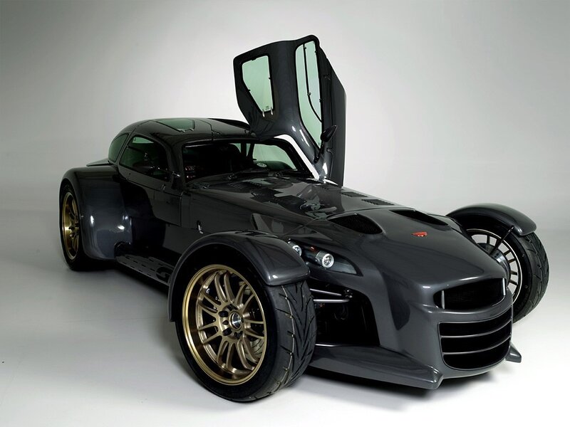 black three-wheeled sports car