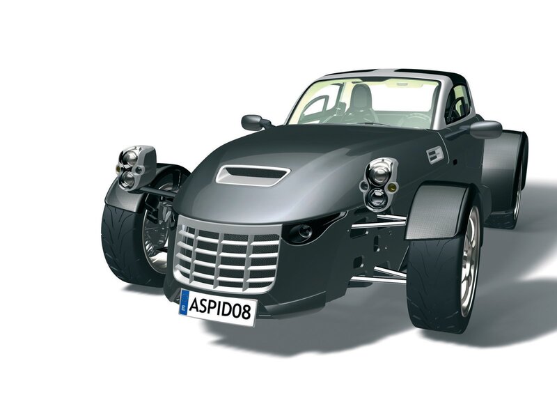 Black three-wheeled sports car