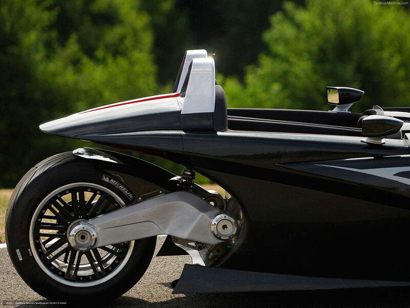 black three-wheeled sports car