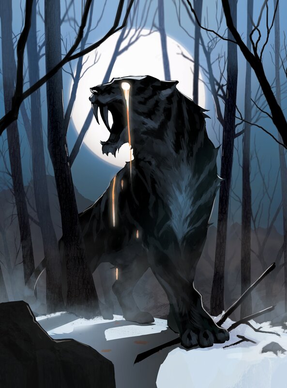 Black Tiger in Forest