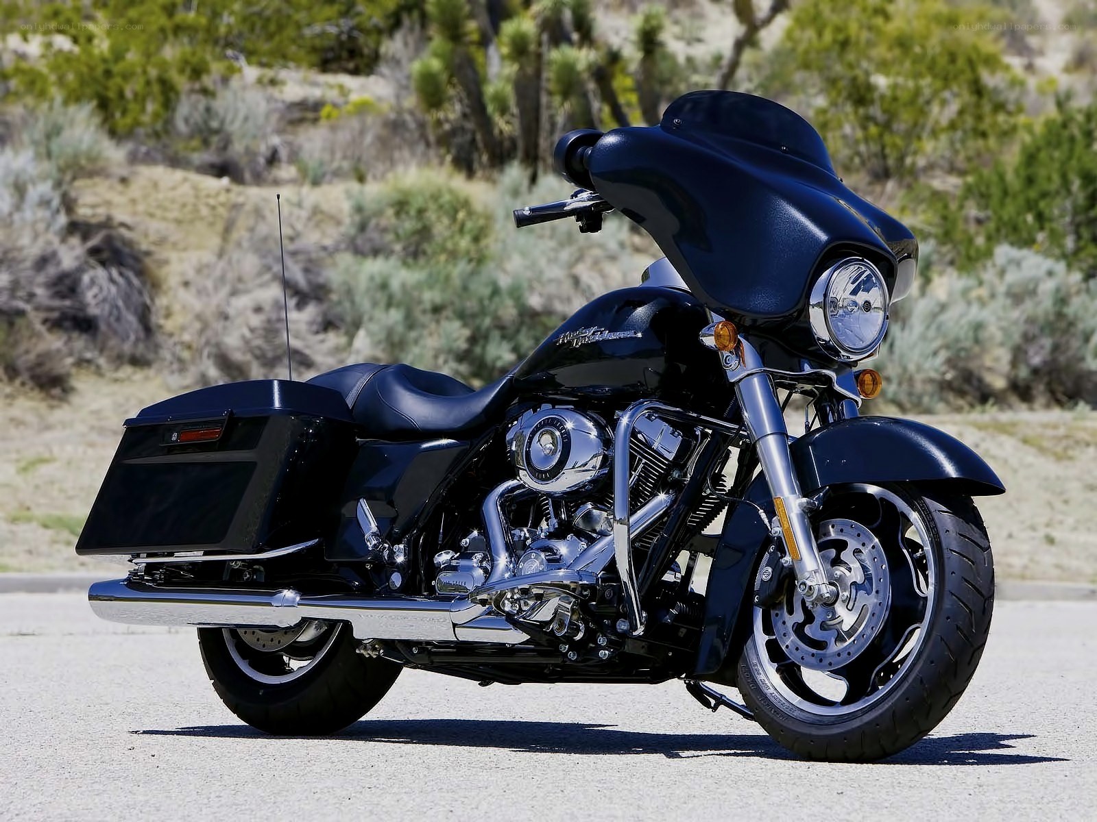black touring motorcycle