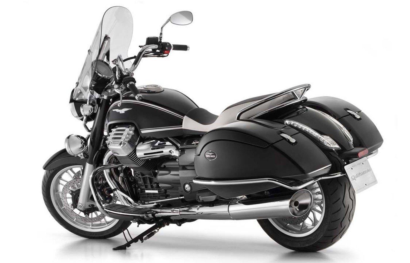 black touring motorcycle