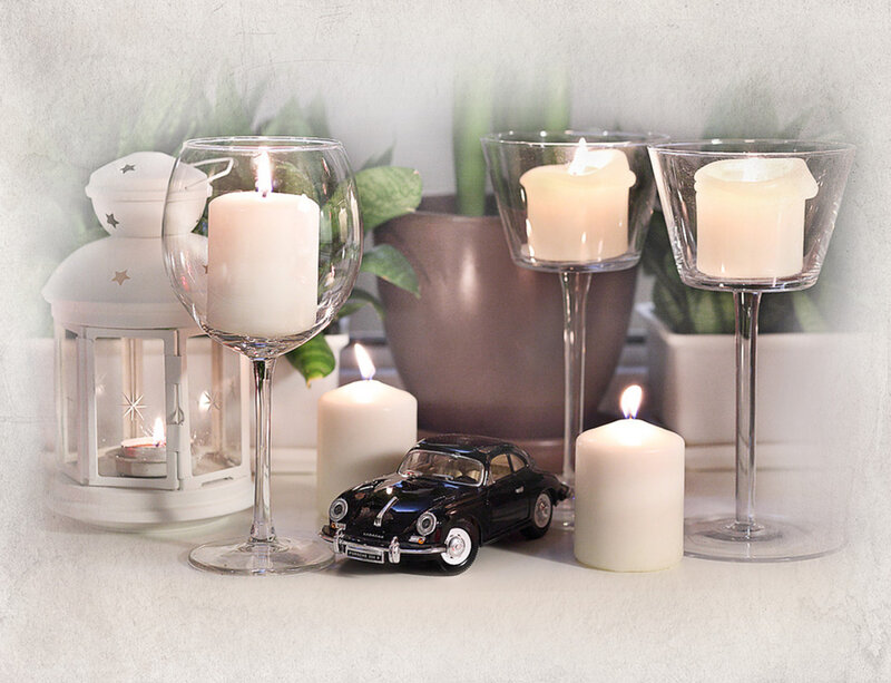 Black Toy Car with Candles