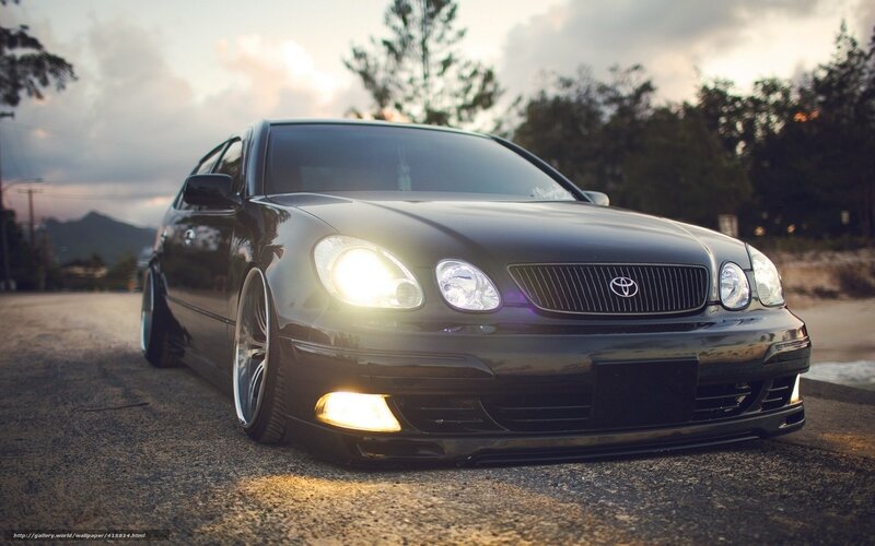 Black Toyota Lexus GS at dusk