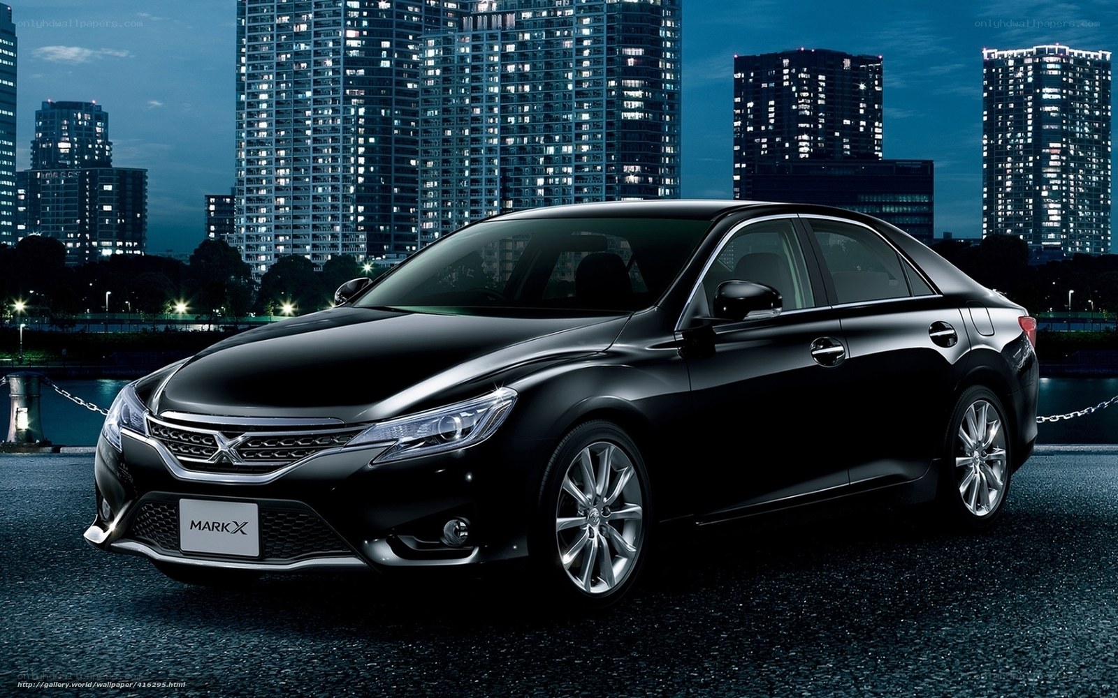 Black Toyota Mark X at night