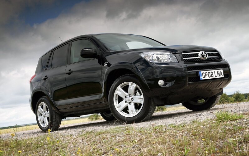 black toyota rav4 on gravel