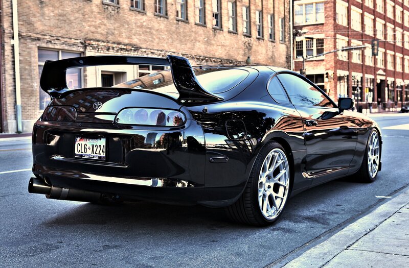 Black Toyota Supra — Dramatic, Afternoon, Photograph, Building