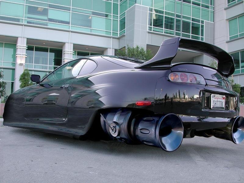 black toyota supra with exhaust