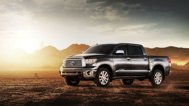 Black Toyota Tundra in desert