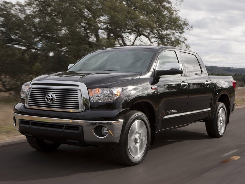 Black Toyota Tundra in motion