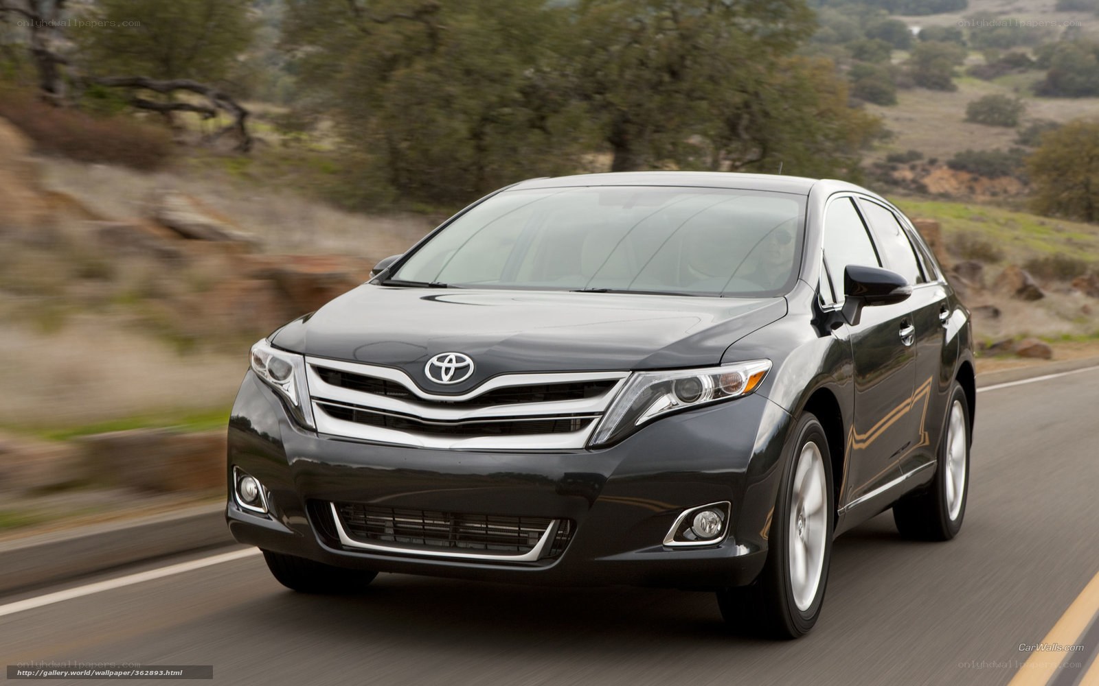 black toyota venza driving on road