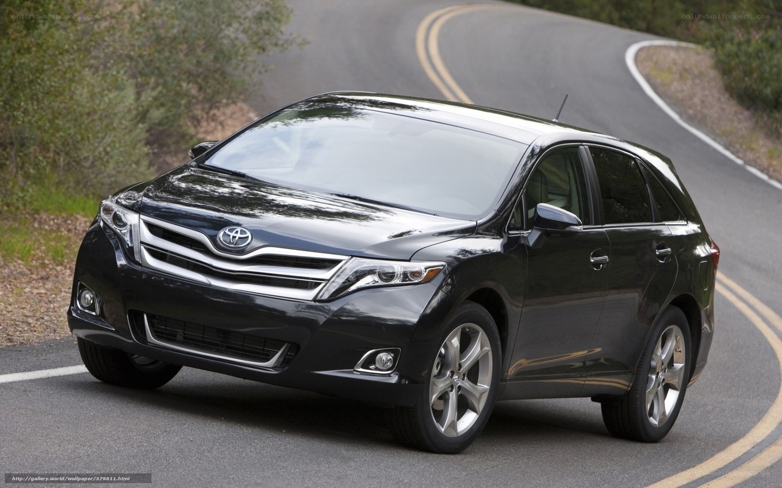 Black Toyota Venza on winding road
