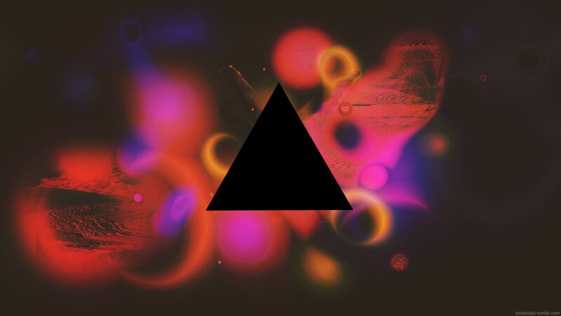 Black Triangle on Colorful Background