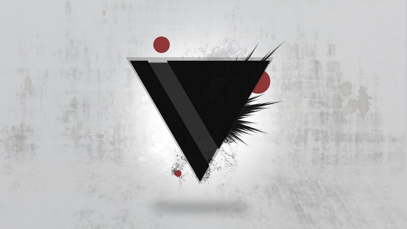 Black Triangle with Red Dots