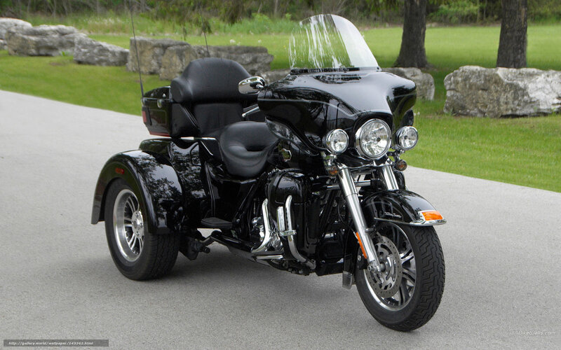black trike motorcycle on road