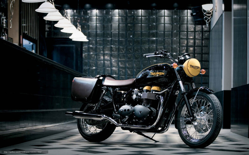 Black Triumph motorcycle in showroom