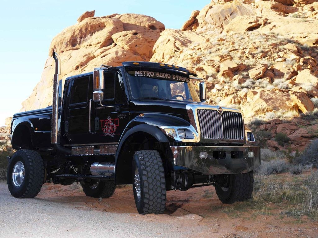 black truck in desert landscape