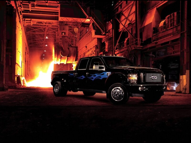 Black truck in steel mill