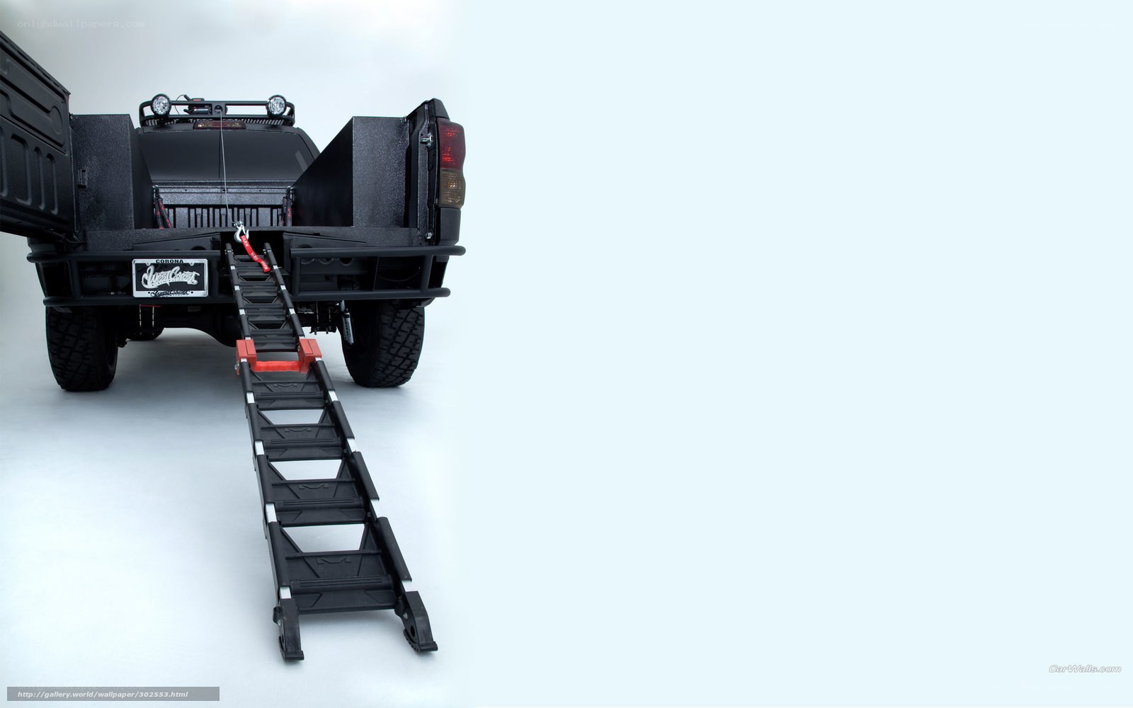 black truck with ramp
